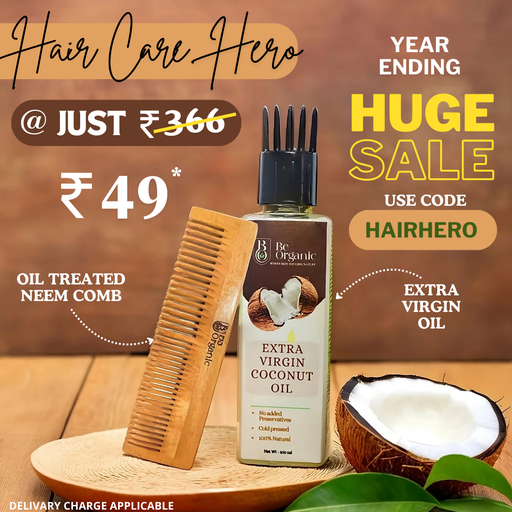 Combo Virgin Coconut Oil + Oil Treated Neem Comb